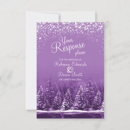 Tarjeta de respuesta púrpura de árboles de bodas d