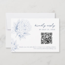 Tarjeta de respuesta QR Code Hortensia Azul Polvo