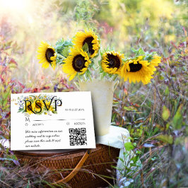 Tarjeta de respuesta QR de la acuarela de girasol