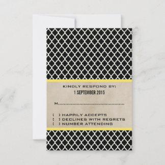 Tarjeta de respuesta Quatrefoil de Moda amarilla