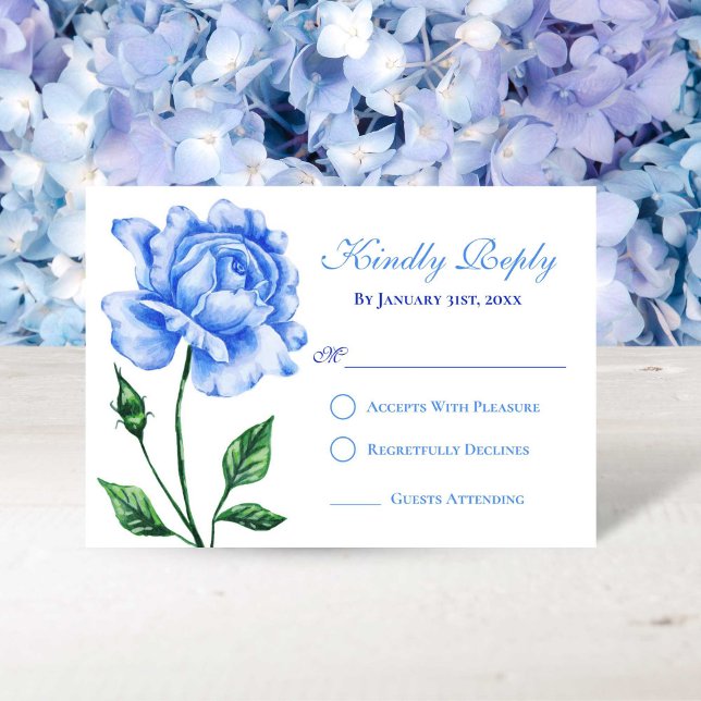 Tarjeta de respuesta Quinceañera Rosa azul claro (Light Blue Rose Quinceañera Response Card)