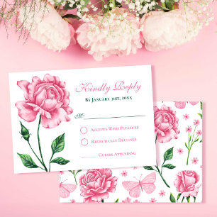 Tarjeta de respuesta Quinceañera Rosa Rubor