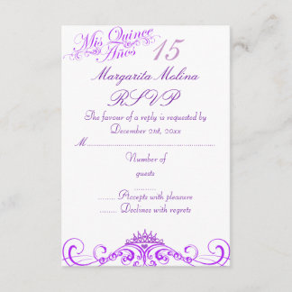 Tarjeta de respuesta Quinceañera Tiara Princesa Pú