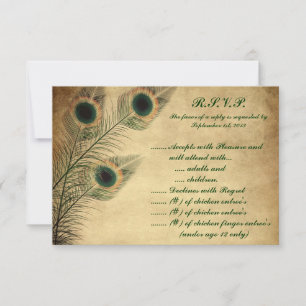 Tarjeta de respuesta R.S.V.P 3.5 x 5 verde pavón v