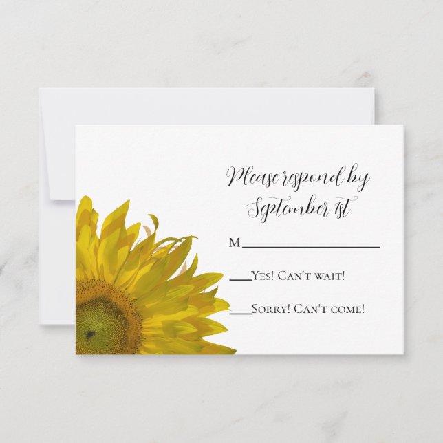 Tarjeta de respuesta R.S.V.P., Boda de girasol ama (Anverso)