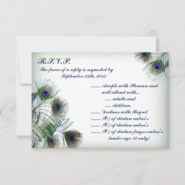 Tarjeta de respuesta R.S.V.P de 3,5 x 5 plumas de  (Anverso)