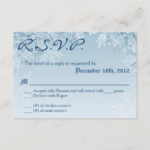 Tarjeta de respuesta R.S.V.P. de 3x5 copos de niev