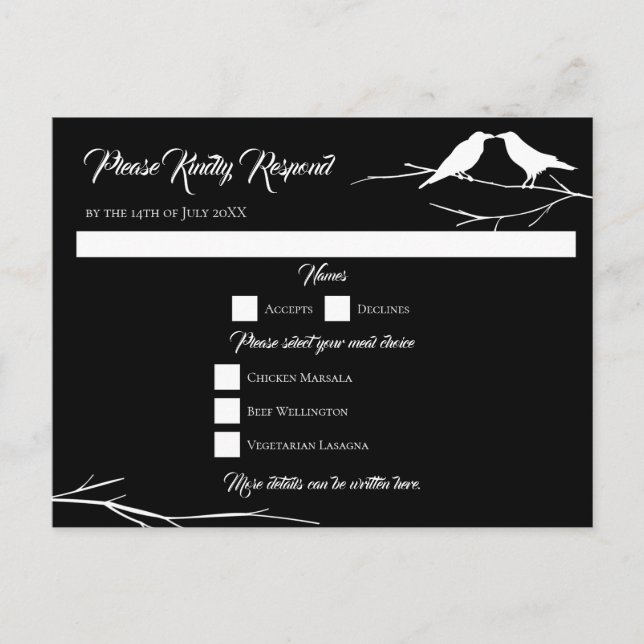 Tarjeta de respuesta Ravens Gothic Boda (Anverso)