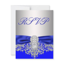 Tarjeta de respuesta Real Blue and Silver RSVP