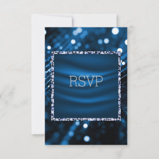 Tarjeta de respuesta real rsvp satina y azul