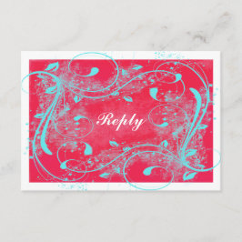 Tarjeta de respuesta Red, Aqua, White Swirls