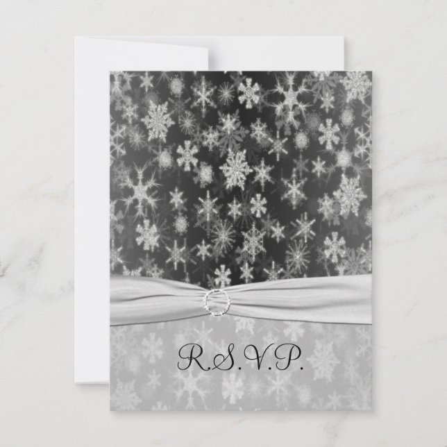 Tarjeta de respuesta RIBBON Black, Silver Snowflak (Anverso)