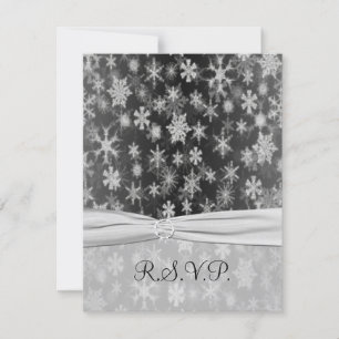 Tarjeta de respuesta RIBBON Black, Silver Snowflak