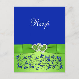 Tarjeta de respuesta RIBBON Blue Green Floral Hear