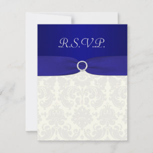 Tarjeta de respuesta RIBBON Blue, Ivory Damask IMP