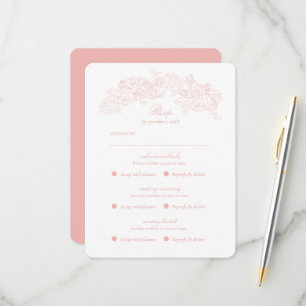 Tarjeta de respuesta romántica victoriana rosa par