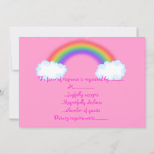 tarjeta de respuesta rosa rsvp arcoiris