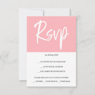 Tarjeta de respuesta rosa RSVP de Rubor moderna
