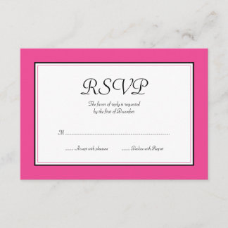 Tarjeta de respuesta rosa y negra