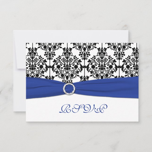 Tarjeta de respuesta Royal Blue, White, Black Dama (Anverso)