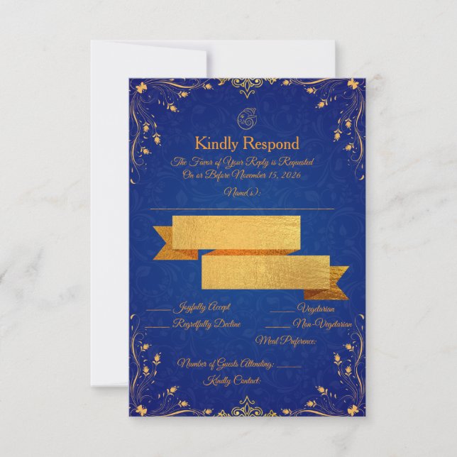 Tarjeta de respuesta Royal Blue y Gold (Anverso)