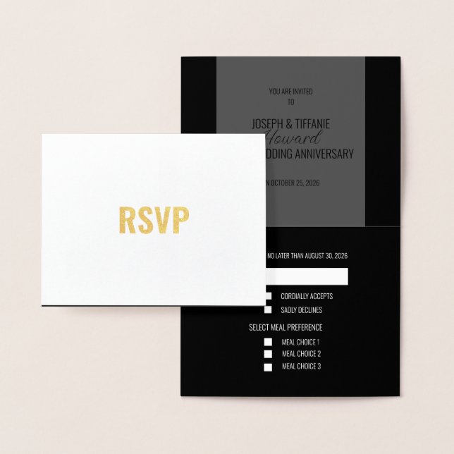 Tarjeta de respuesta RSVP al aniversario del boda (Demostración)
