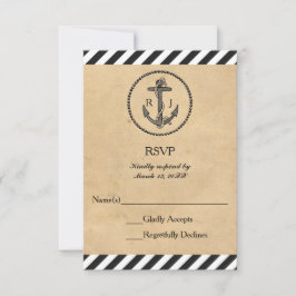 Tarjeta de respuesta RSVP - Ancla náutica vintage