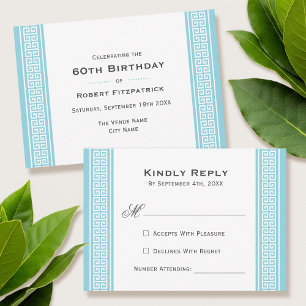 Tarjeta de respuesta RSVP Azul de la fiesta de cum