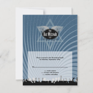Tarjeta de respuesta RSVP azul de la Marina Mitzva