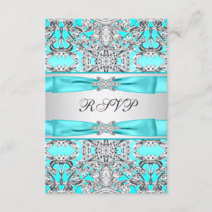 Tarjeta de respuesta RSVP azul turquesa