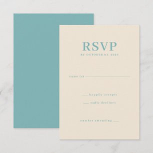 Tarjeta de respuesta RSVP azul turquesa elegante
