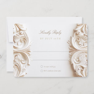Tarjeta de respuesta RSVP barroca para boda