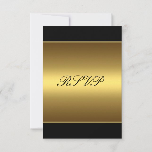 Tarjeta de respuesta RSVP Black Gold Todos los eve (Anverso)