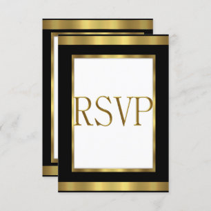 Tarjeta de respuesta RSVP Black Gold White Todos l