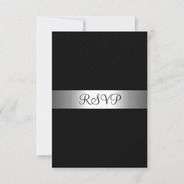 Tarjeta de respuesta RSVP Black Silver Todos los e (Anverso)