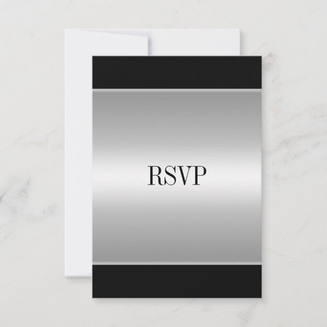 Tarjeta de respuesta RSVP Black Silver Todos los e (Anverso)