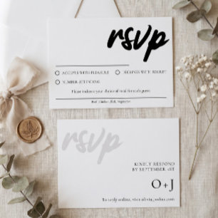 Tarjeta de respuesta RSVP blanca simple con opción