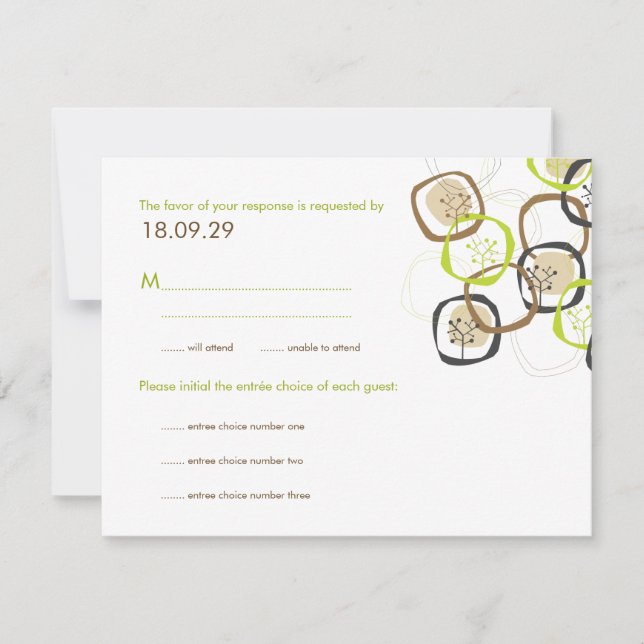 Tarjeta de respuesta RSVP (Boda de Árboles y Anill (Anverso)