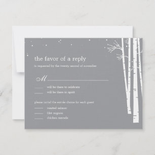 Tarjeta de respuesta RSVP/Boda Forestal de Inviern