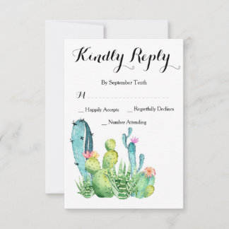 Tarjeta de respuesta RSVP Cactus Weds Wedding