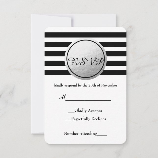 Tarjeta de respuesta RSVP circular con lámina de p (Anverso)