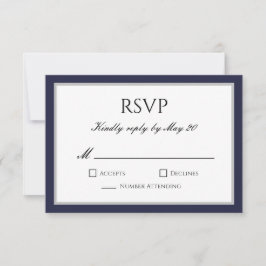 Tarjeta de respuesta RSVP con borde gris azul mari