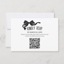Tarjeta de respuesta RSVP con código QR de lazo mo
