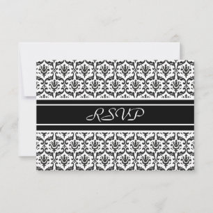 Tarjeta de respuesta RSVP con elegante damasco en