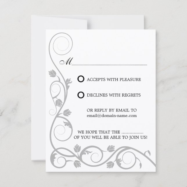 Tarjeta de respuesta / RSVP con elegantes remolino (Reverso)