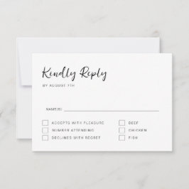 Tarjeta de respuesta RSVP con guión en blanco y ne