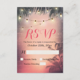 Tarjeta de respuesta RSVP con luz de cadena y pues