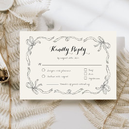 Tarjeta de respuesta RSVP con mano extravagante y 