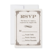Tarjeta de respuesta RSVP con marco vintage de lin
