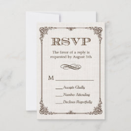 Tarjeta de respuesta RSVP con marco vintage de lin